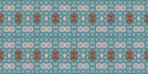 Seamless kaleidoscope pattern. The texture of the woven pattern. Endless pattern