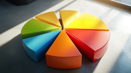 Fototapeta premium A Colorful Pie Chart Cut into Six Pieces 8K Realistic