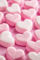 Fototapeta premium Bright, romantic background of pink hearts, creating a loving and festive atmosphere for Valentin Day