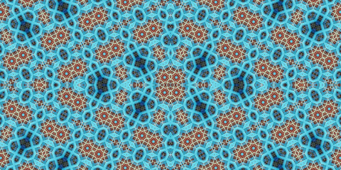 Seamless kaleidoscope pattern. The texture of the woven pattern. Endless pattern