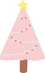 Pink Christmas Tree Illustration Festive Holiday Design Cute Xmas Decor