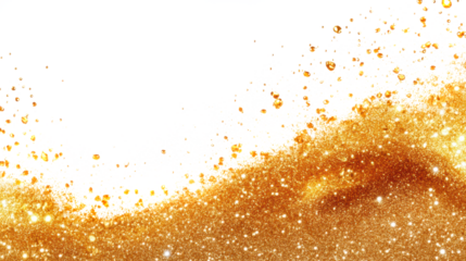 Golden Glitter Explosion on Transparent Background