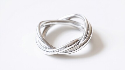 Naklejka premium Abstract Silver Ring: Intertwined Loops of Polished Metal