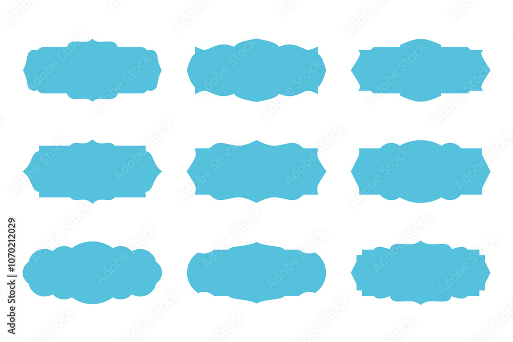 Poster a set of blue simple vintage style frames with transparent background