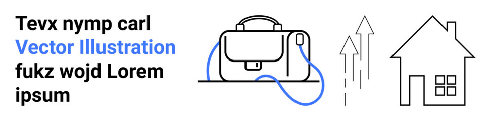 Tech bag with blue cables connecting to arrows and house outline. Ideal for tech companies, business websites, real estate, educational platforms, networking events, mobile apps, and branding