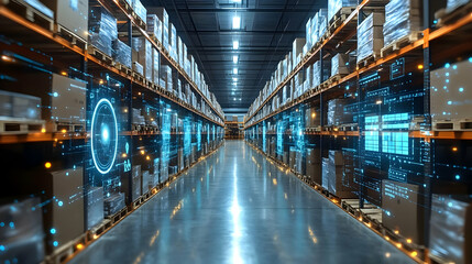 Fototapeta premium Warehouse Inventory Management System - 3D Illustration