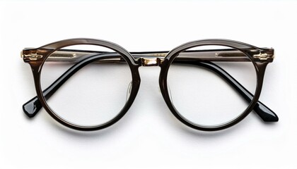 Eyeglasses, top view, on White background PNG