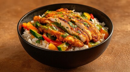 Fototapeta premium The Chicken Over Rice Bowl