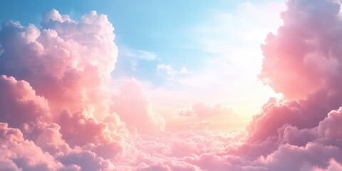 Romantic Blue Sky with Beautiful Clouds