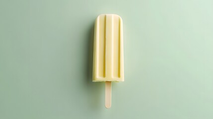 Single Yellow Popsicle on Light Green Background