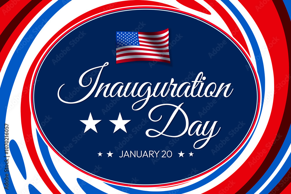 Wall mural Inauguration Day patriotic wallpaper with Blue and red design along waving flag. January 20 is the Inauguration day in United States for the President, background design