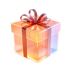 Obraz premium 3d glass gift box on transparent background