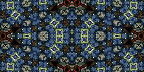 Seamless kaleidoscope pattern. The texture of the woven pattern. Endless pattern