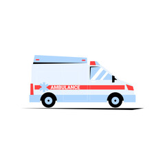 Ambulance Van Side View In Flat Vector Illustration Symbolizing Emergency Medical Services And Healthcare Support, Isolated On White Background.