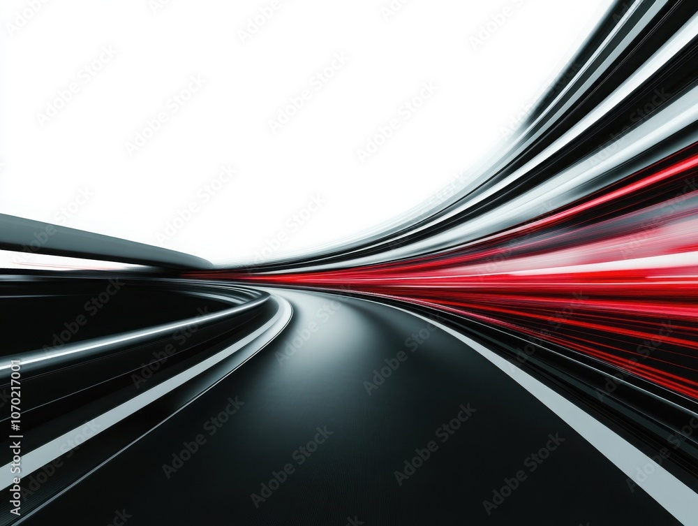 Poster abstract perspective of a winding road with dynamic light trails.