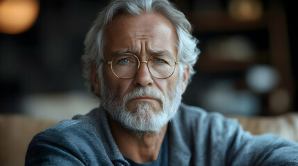 Portrait of a Senior Man with Glasses - Realistic Photo