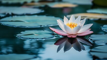 Water Lily Blossom Floating on a Pond
