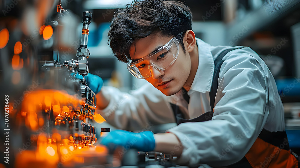 Aufkleber focused engineer working on complex machinery - realistic image