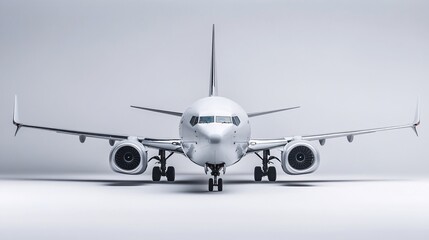 Naklejka premium Sleek Silver Jet Airplane on a Pristine White Background