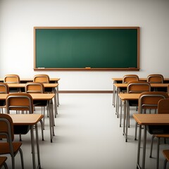 a classroom with a green chalkboard on the wall and a picture of a green board on the wall, a classroom with a chalkboard that says  the word  on it.
