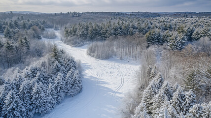 雪に覆われた冬の森