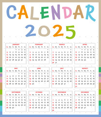 Calendar 2025 in decorative frame