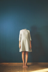 surreal headless woman, identity crisis concept