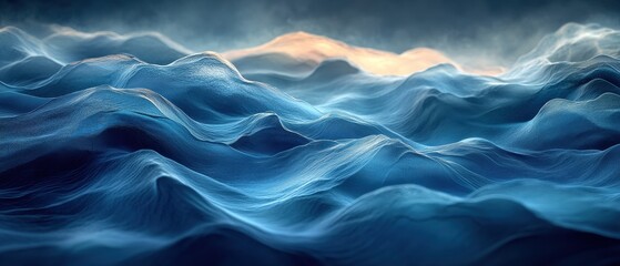 Obraz premium Oceanic Serenity, deep sea blue and turquoise waves blend seamlessly, creating a refreshing gradient effect that captivates the senses