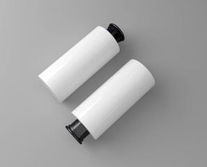 Blank packaging white roll-on bottle for deodorant product design mock-up on white background, Blank white aluminum spray can