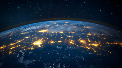 Fototapeta premium Earth at Night - Realistic Image