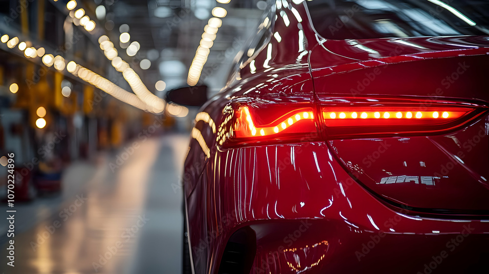 Aufkleber red car taillight in factory setting - realistic image