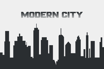 Naklejka premium black silhouette of modern cityscape with background buildings