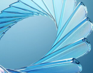 Circle made of glass shapes. 3d rendering.
