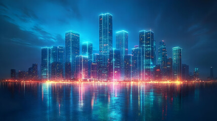 Fototapeta premium Neon Cityscape Illustration