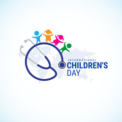 International Children's Day creative vector logo name banner poster background design, Universal Children's Day. November 20, Universal Children's Day. Children's Day creative concept.