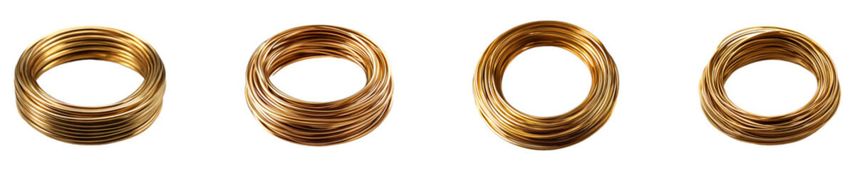 Set, collection of Brass Brazing Wire isolated on transparent background