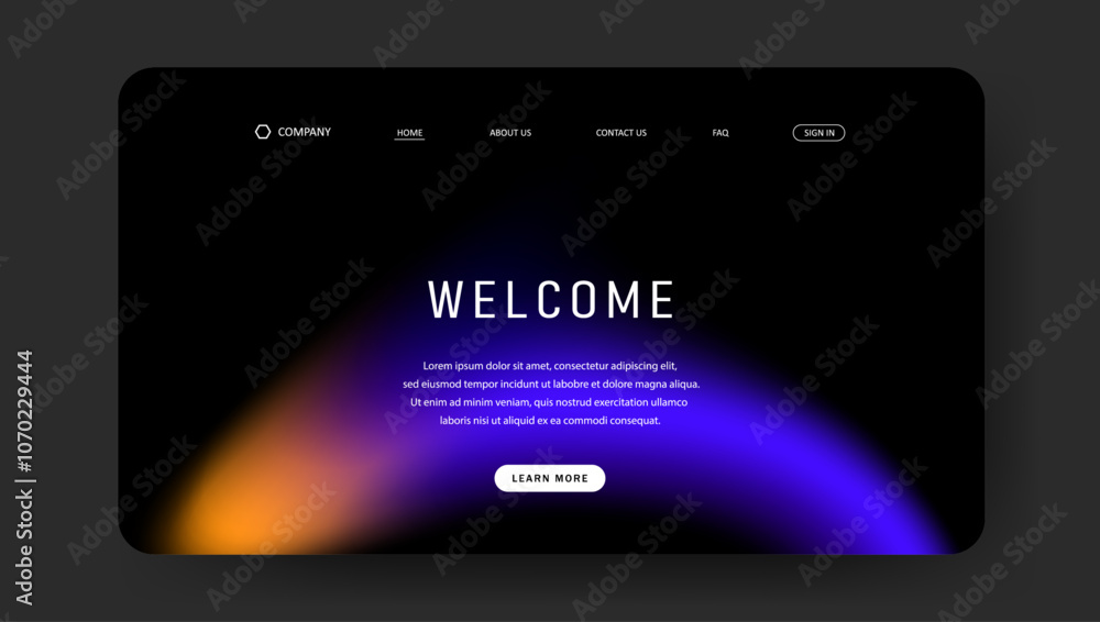 Poster abstract wave futuristic design of landing page. retro gradient mesh website design