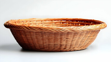Wicker Basket, Brown, Natural Weave, Oval Shaped, Rustic