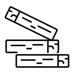 A linear icon of stacked timber beam 