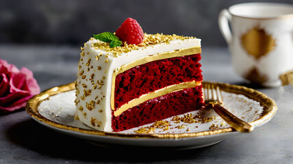 Rich velvety slice of chocolate mousse cake on a golden spoon smooth and luxurious