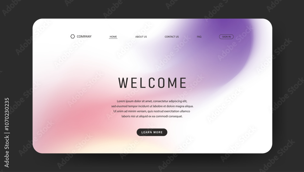Poster abstract wave futuristic design of landing page. retro gradient mesh website design