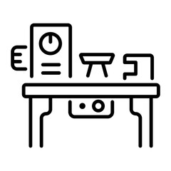 Linear icon of a wood lathe tool