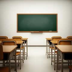 a classroom with a green chalkboard on the wall and a picture of a green board on the wall, a classroom with a chalkboard that says  the word  on it.
