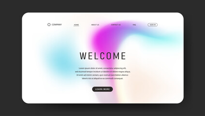 Fototapeta premium Abstract wave futuristic design of landing page. retro gradient mesh website design