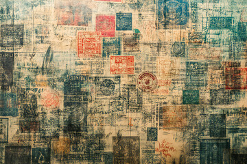 Obraz premium Travel texture in the form of stamps in passport