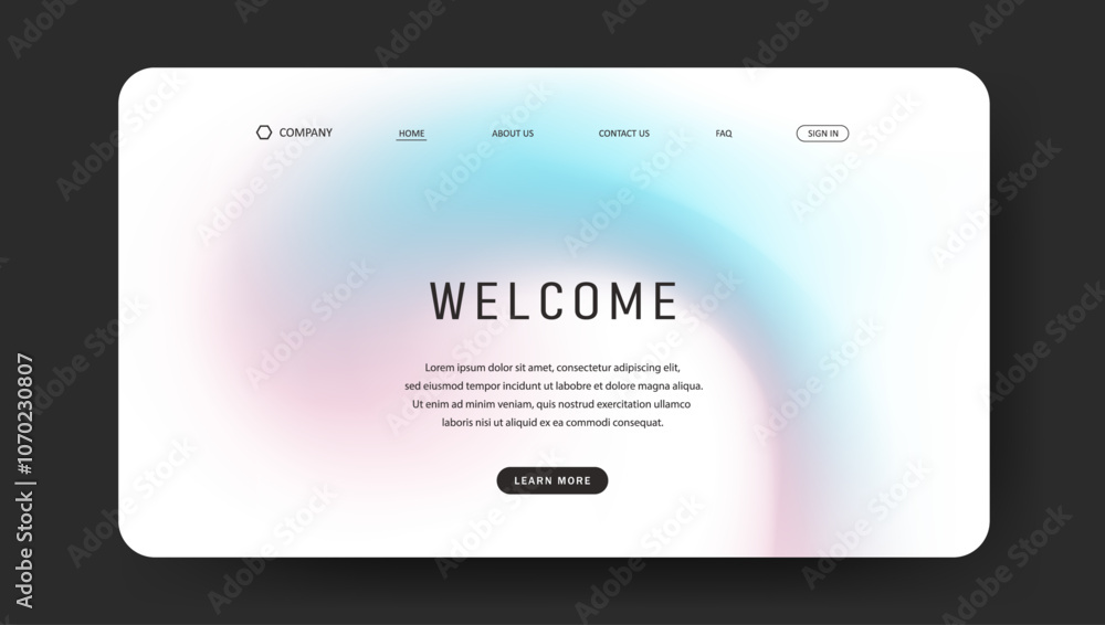 Poster abstract wave futuristic design of landing page. retro gradient mesh website design