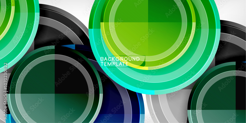 Poster abstract background - multicolored circles, trendy minimal geometric design, vector illustration