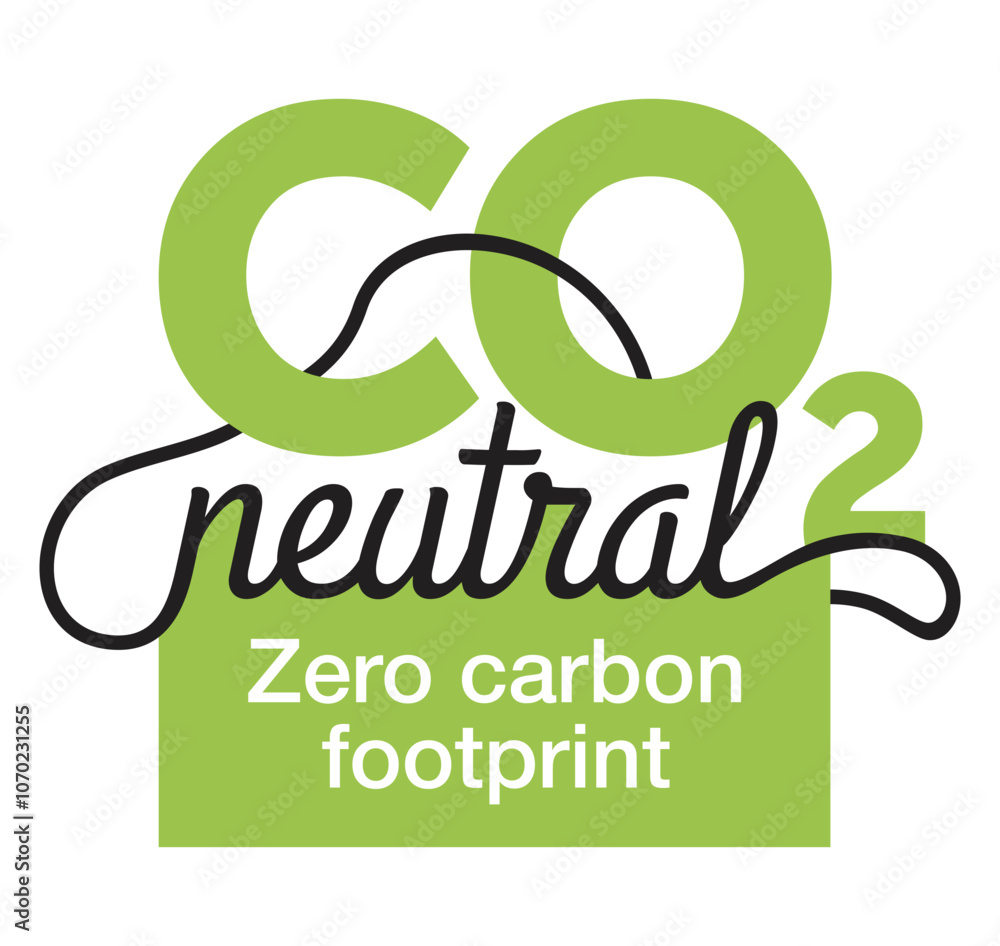 Poster CO2 neutral - zero carbon footprint badge in calligraphic decoration