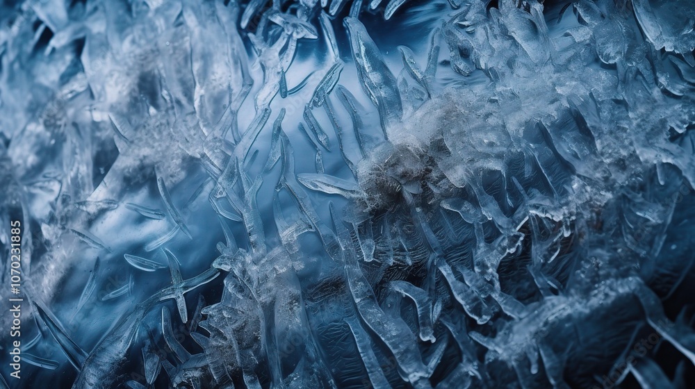 Poster abstract ice texture with frozen patterns