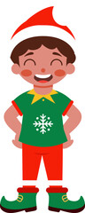 Happy Christmas Elf Boy Cartoon Illustration